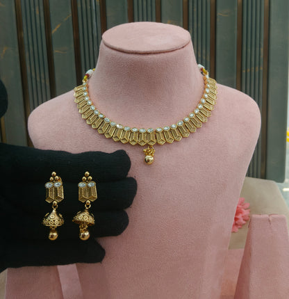 Gold Polki White Necklace Jewellery Roma Set