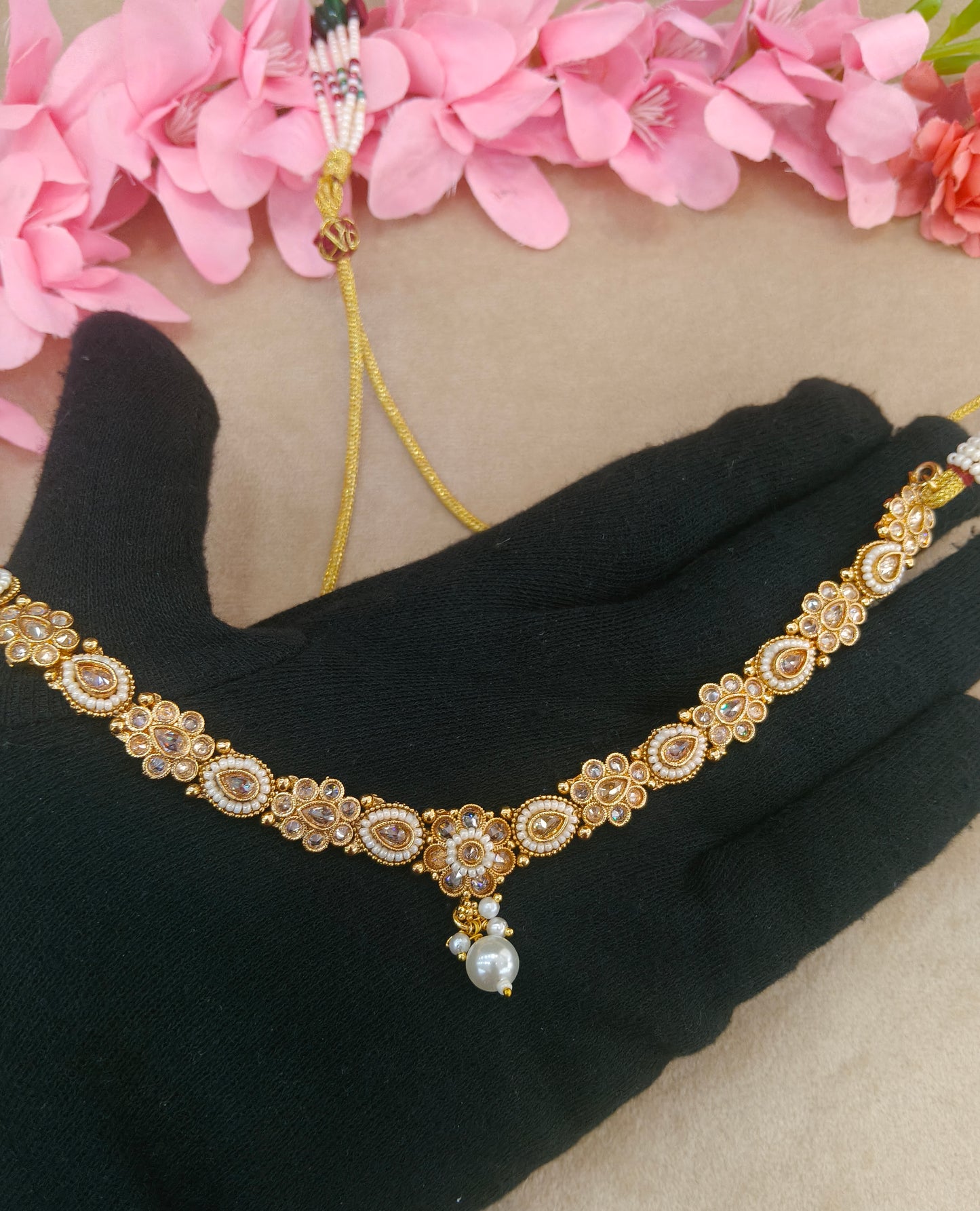 Gold Polki Necklace Jewellery Roma Set
