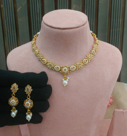 Gold Polki Necklace Jewellery Roma Set