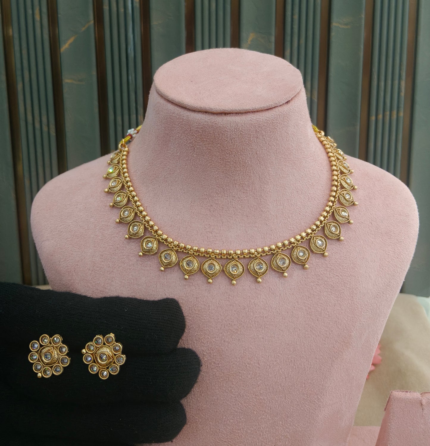 Gold Polki Necklace Jewellery Roma Set