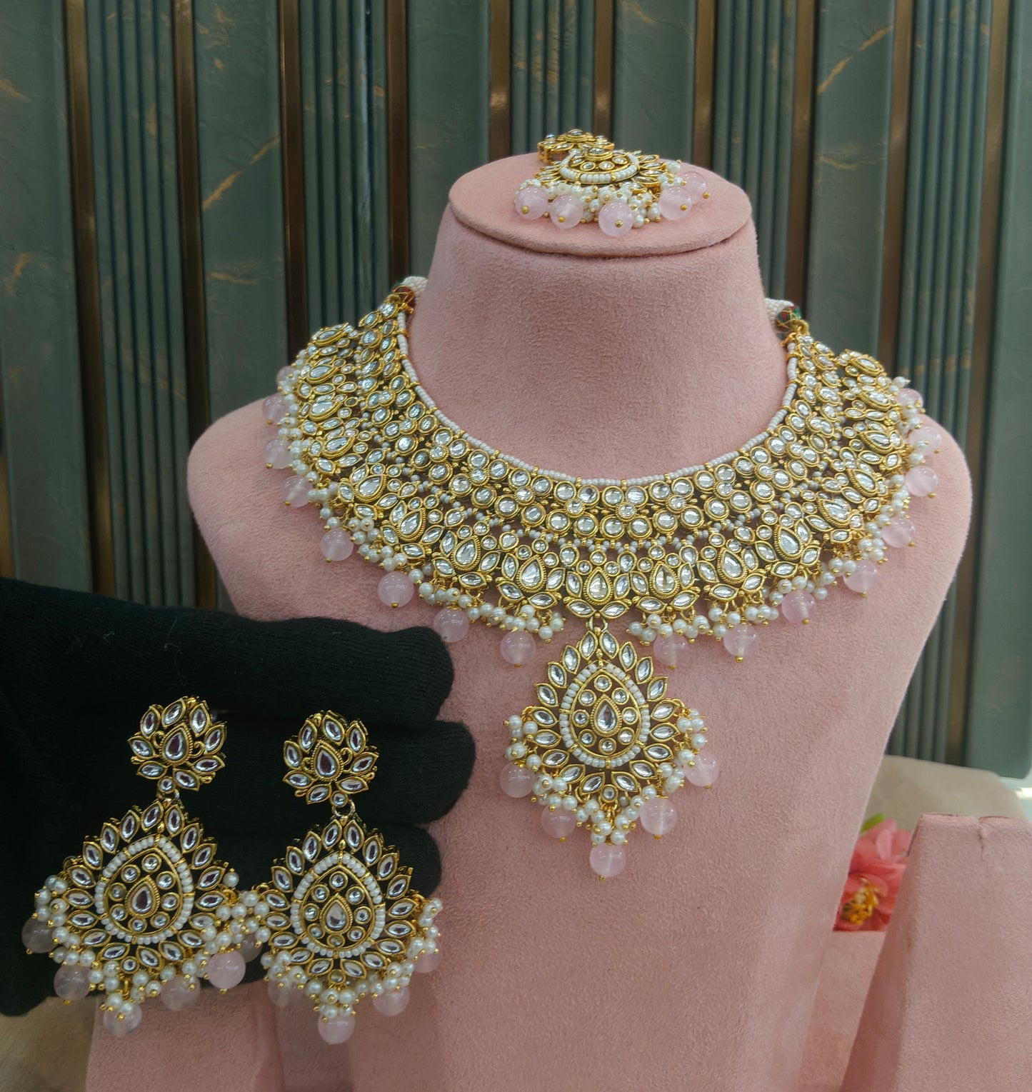 Pink Kundan Necklace Jewellery Anu Set