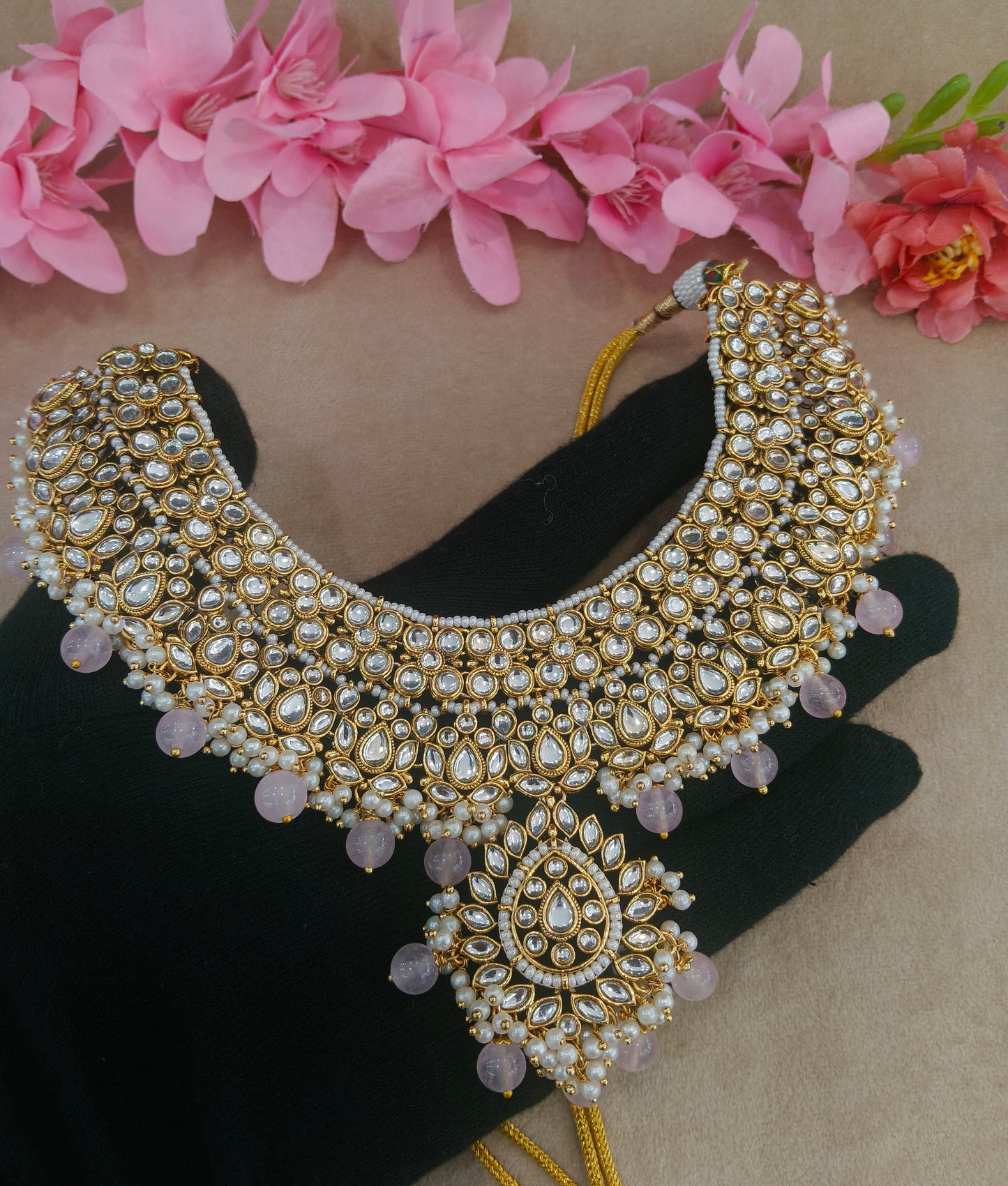 Pink Kundan Necklace Jewellery Anu Set