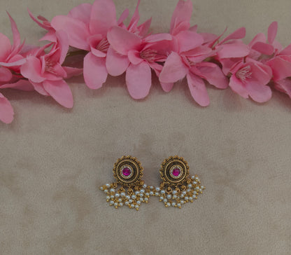 Gold Polki Ruby Yaad Earrings
