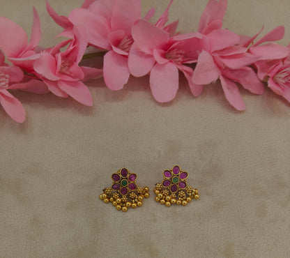 Gold Polki Ruby Green Yaad Earrings