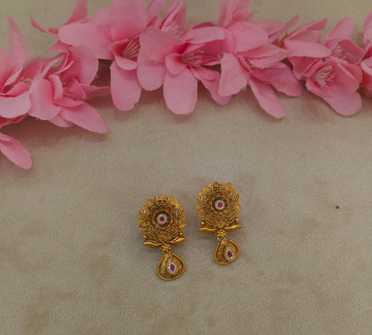 Gold Polki Ruby Yaad Earrings
