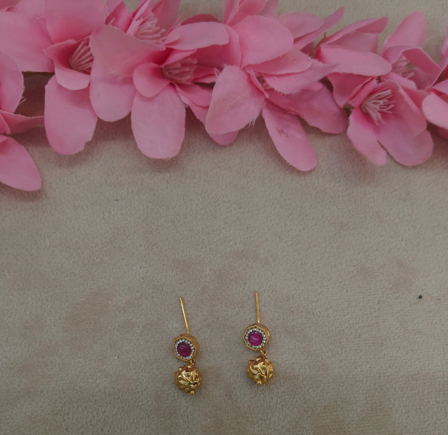 Gold Polki Ruby Yaad Earrings