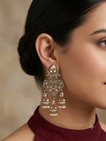Antique Kundan Bollywood Kanif Earrings