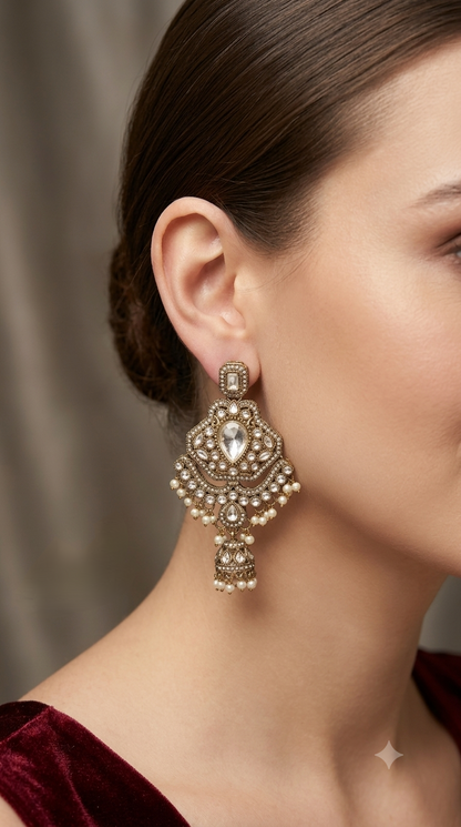 Antique Kundan Bollywood Kanif Earrings