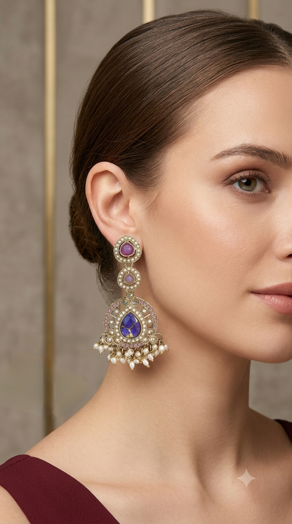 Antique Kundan Bollywood Kanif Earrings