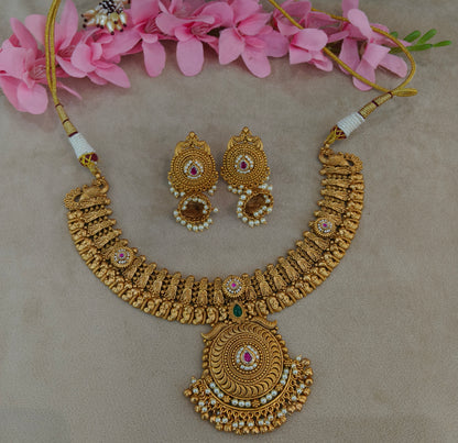 Gold Polki Necklace Jewellery Zarina Set