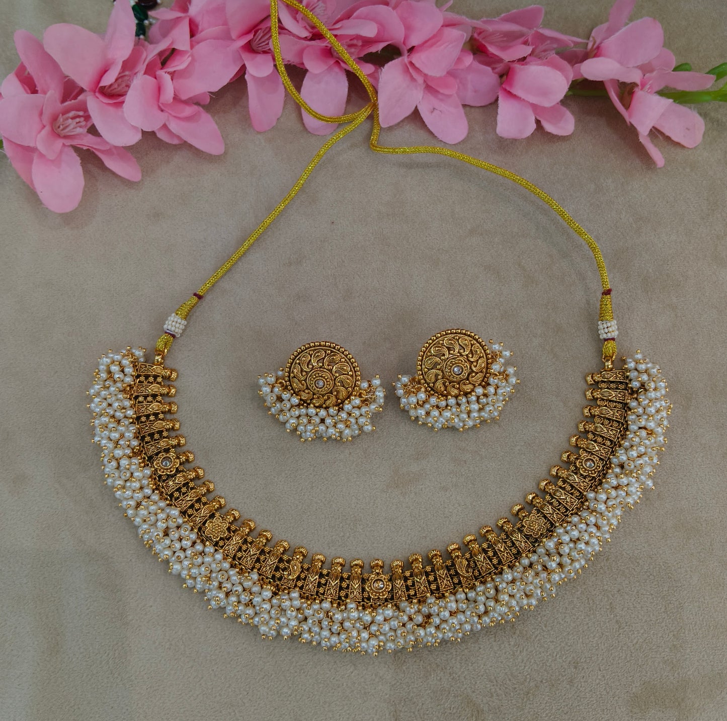Gold Polki Necklace Jewellery Zarina Set