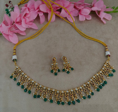 Gold Polki Necklace Jewellery Zarina Set