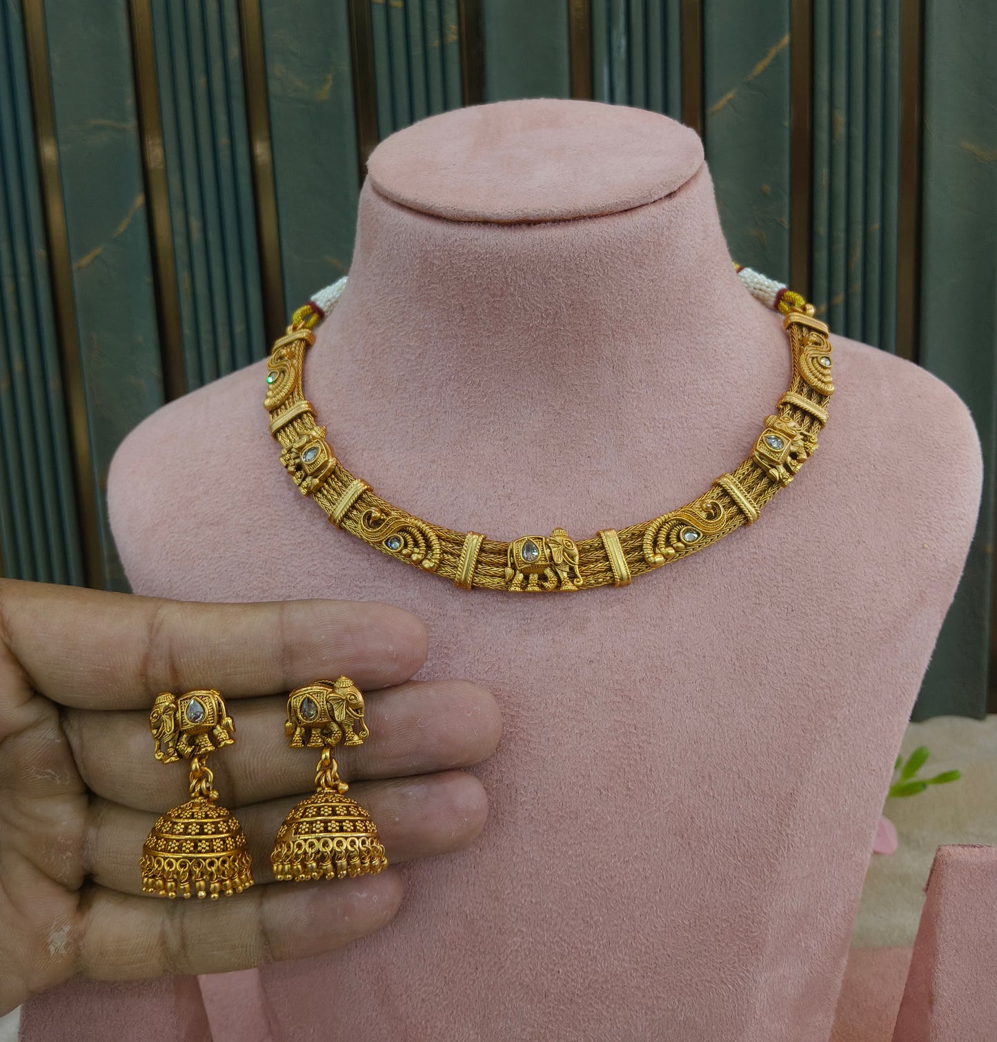 Gold Polki Necklace Jewellery Zarina Set