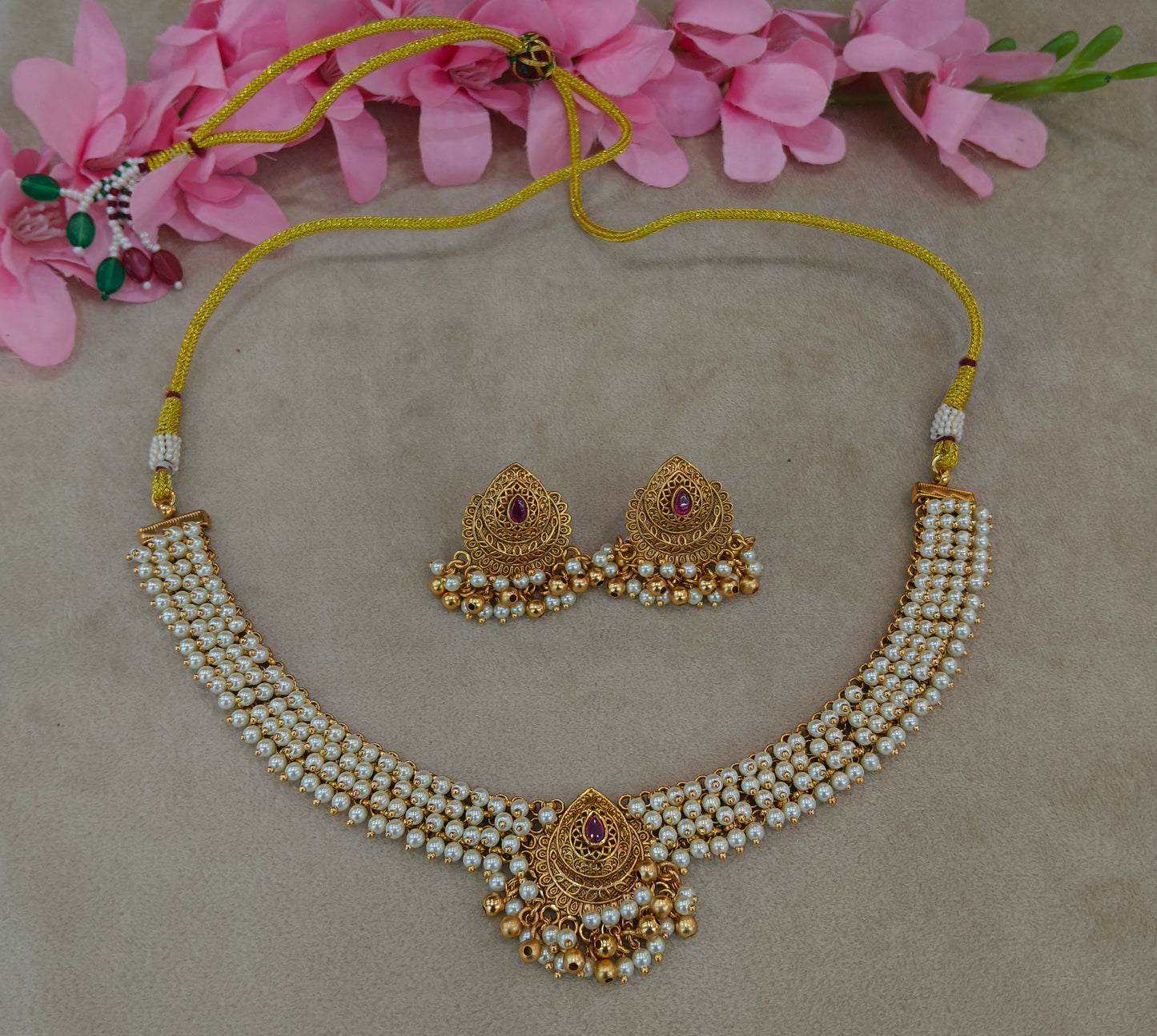 Gold Polki Necklace Jewellery Zarina Set