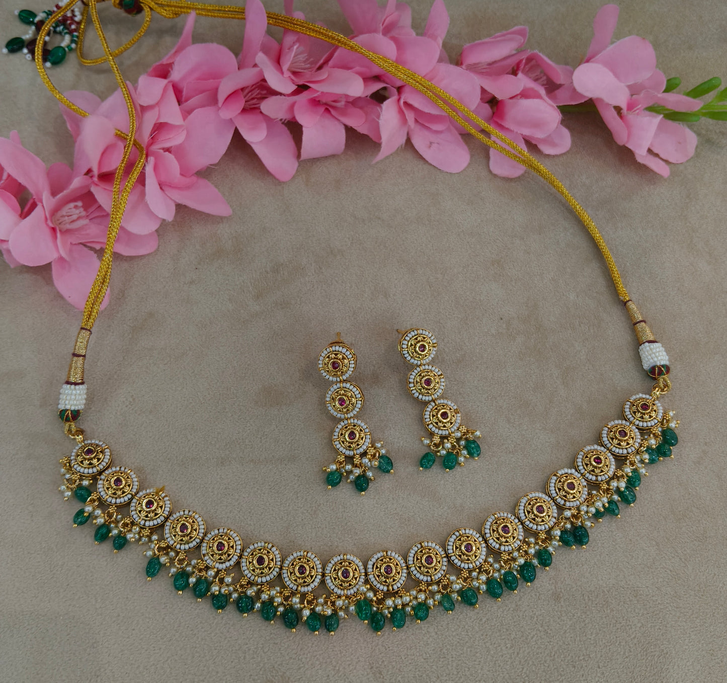 Gold Polki Necklace Jewellery Zarina Set