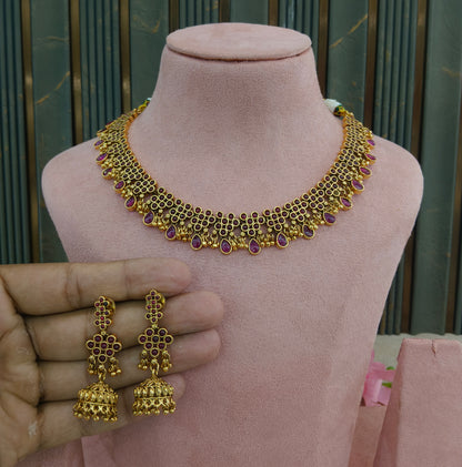 Gold Polki Necklace Jewellery Zarina Set
