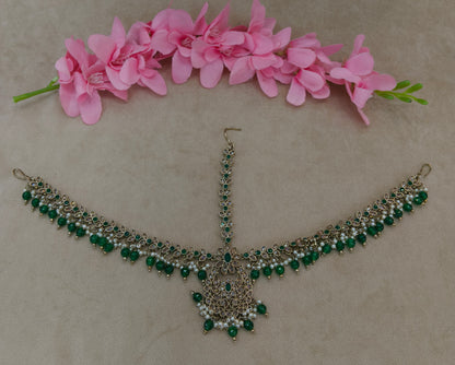 Antique Green Sheesh Phool Headpiece Matha Patti