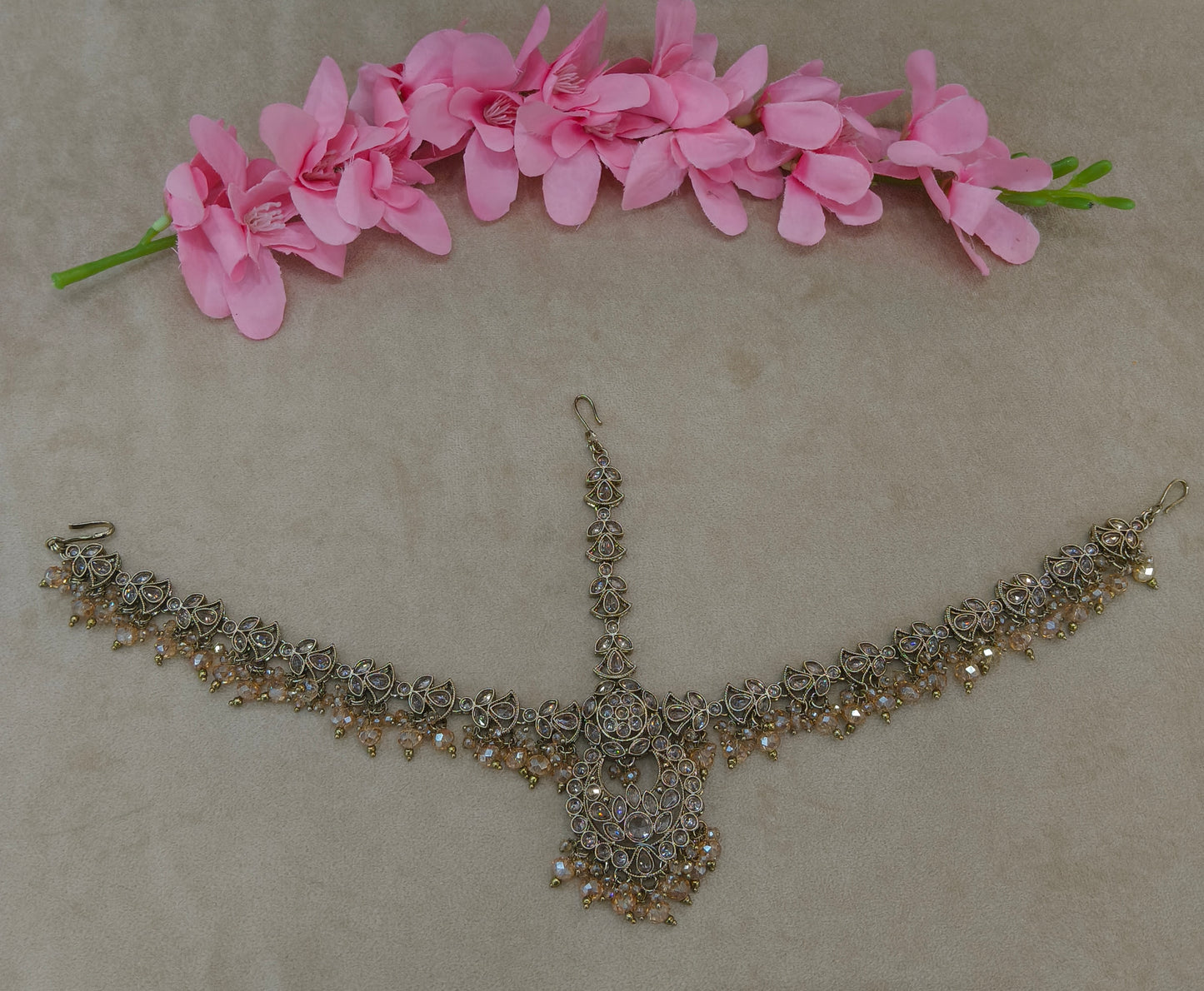 Antique Crystal Sheesh Phool Headpiece Matha Patti