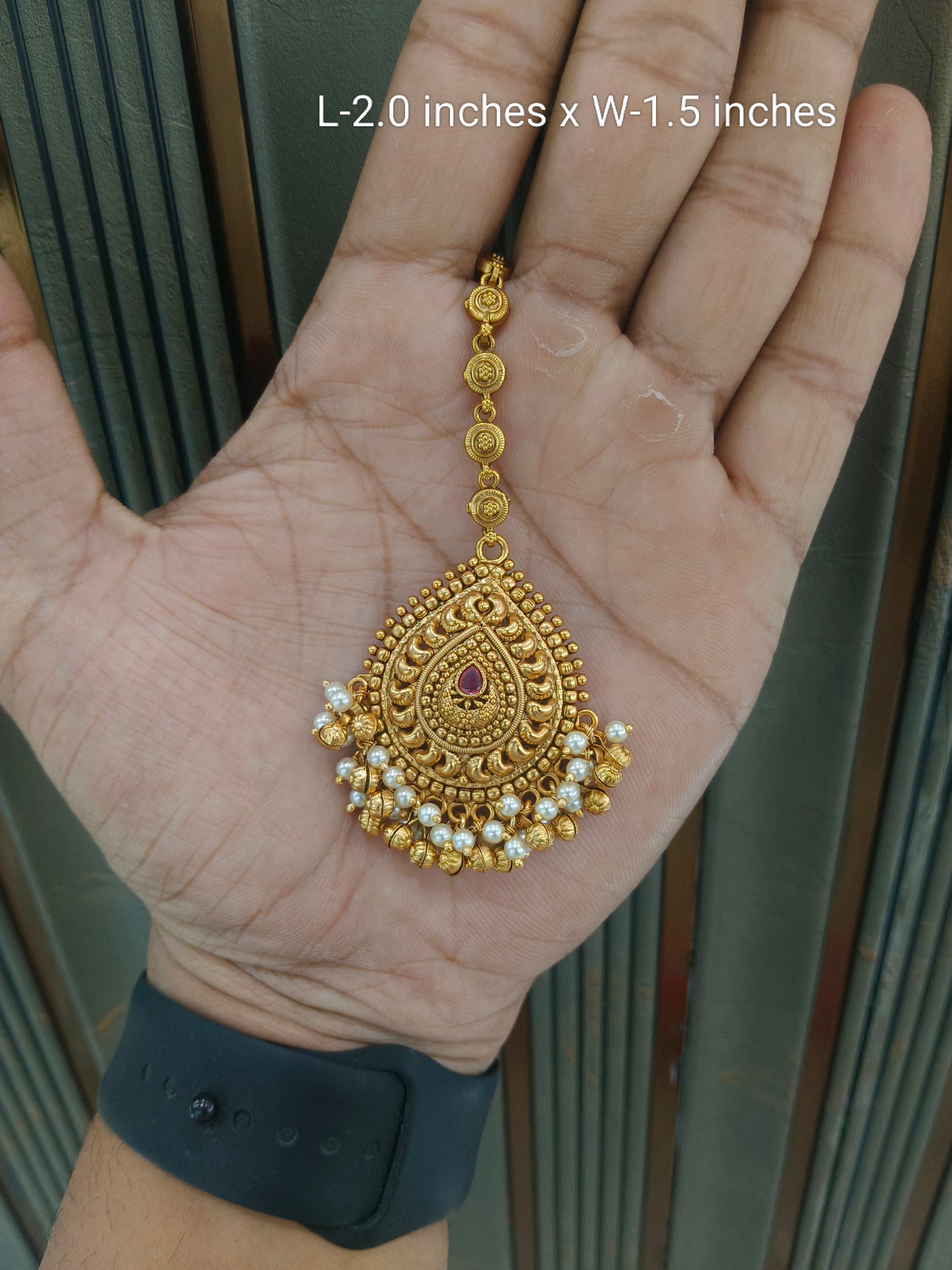 Gold polki Antique Gold Tikka Jewellery Headpiece Set