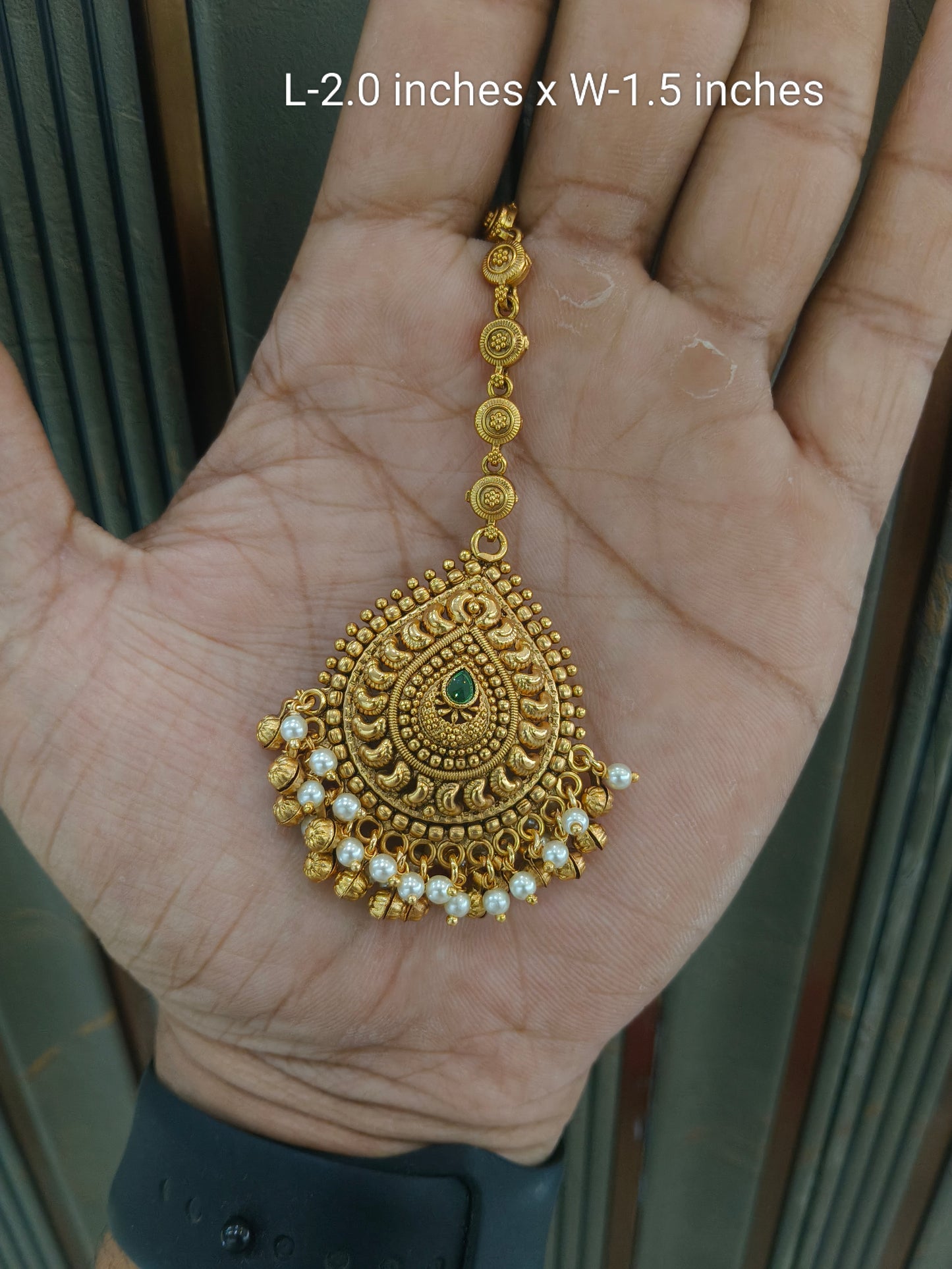 Gold polki Antique Gold Tikka Jewellery Headpiece Set