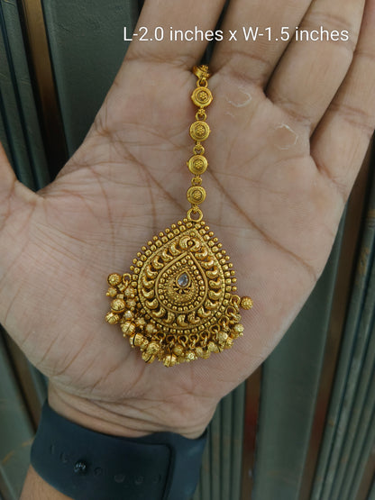 Gold polki Antique Gold Tikka Jewellery Headpiece Set