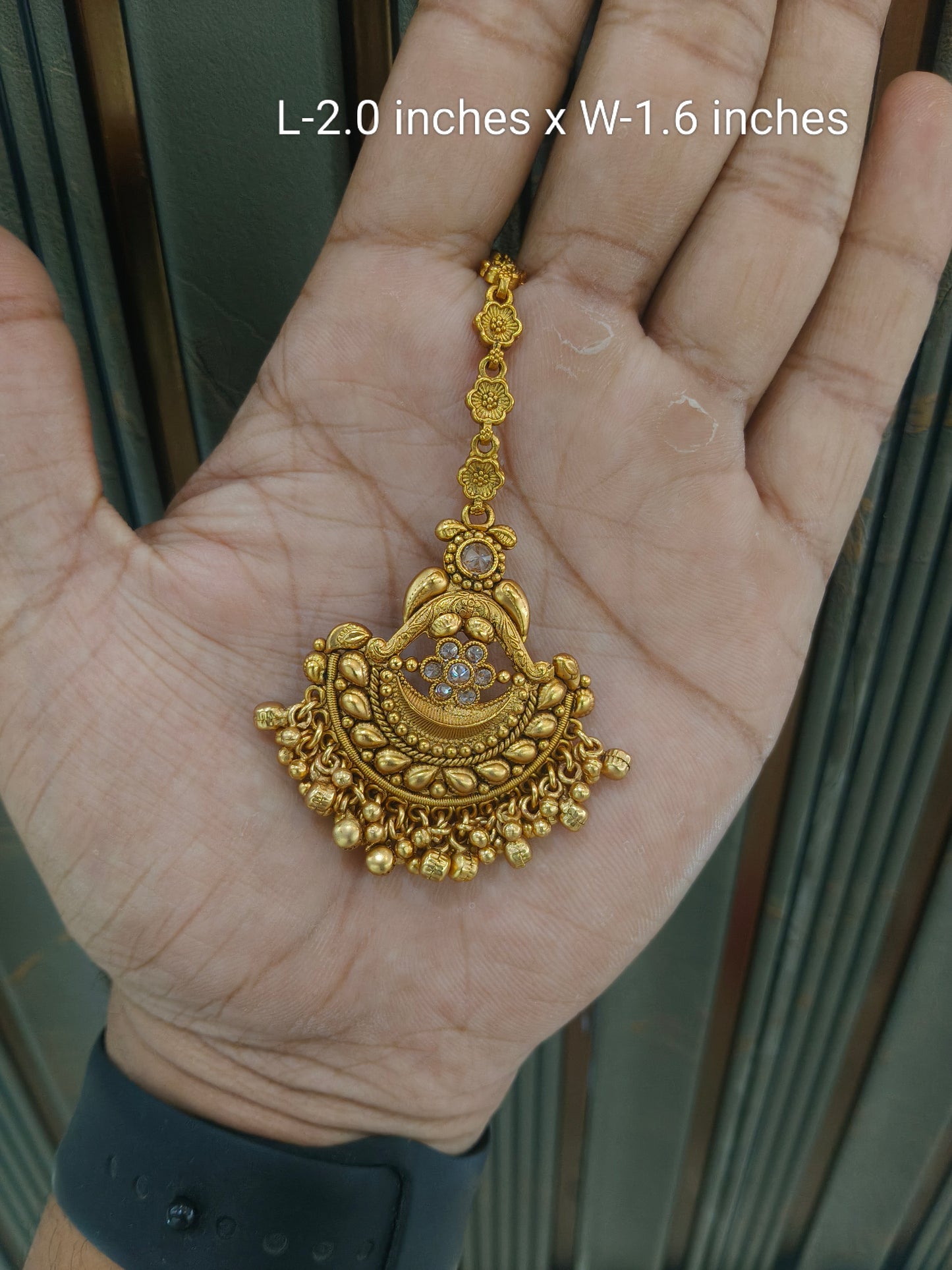 Gold polki Antique Gold Tikka Jewellery Headpiece Set