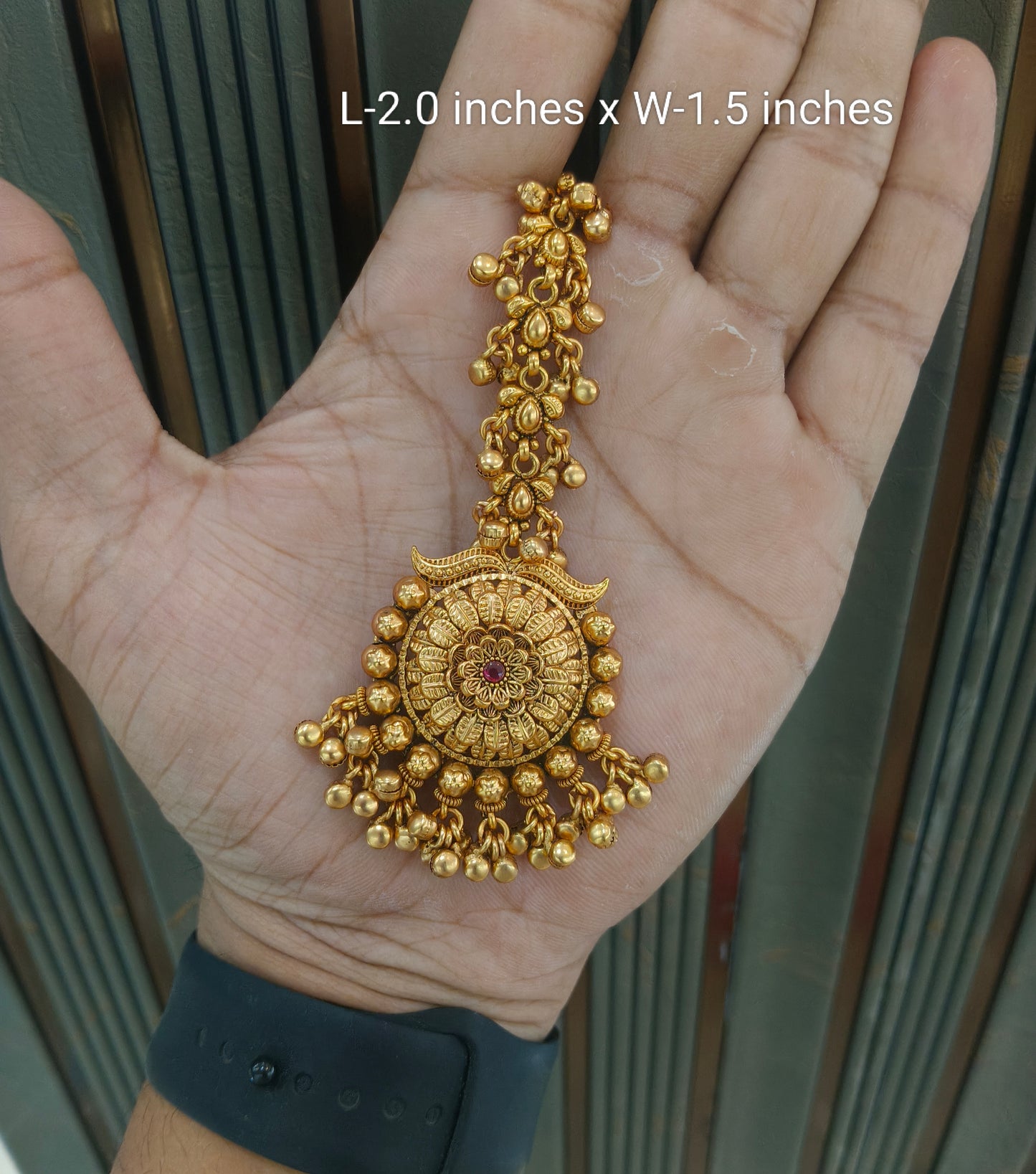 Gold polki Antique Gold Tikka Jewellery Headpiece Set