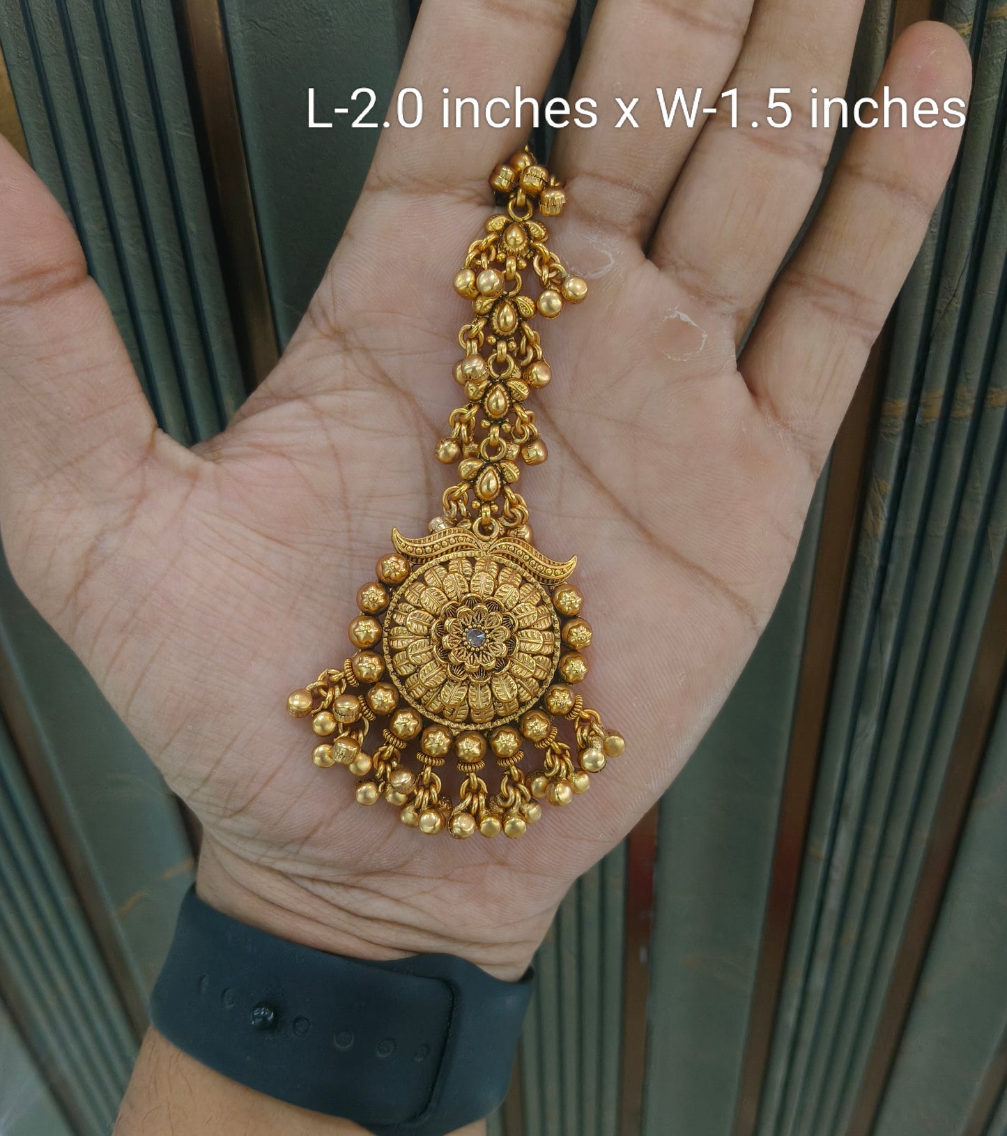 Gold polki Antique Gold Tikka Jewellery Headpiece Set