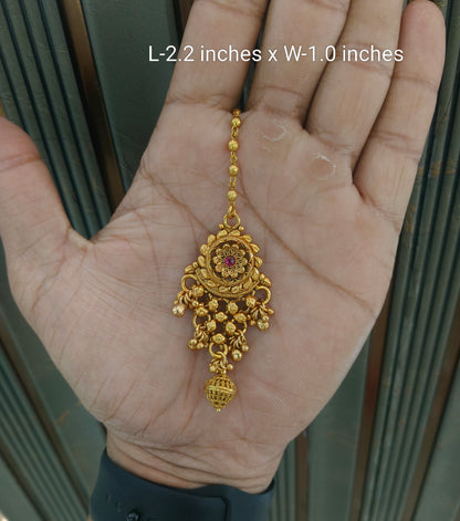Gold polki Antique Gold Tikka Jewellery Headpiece Set