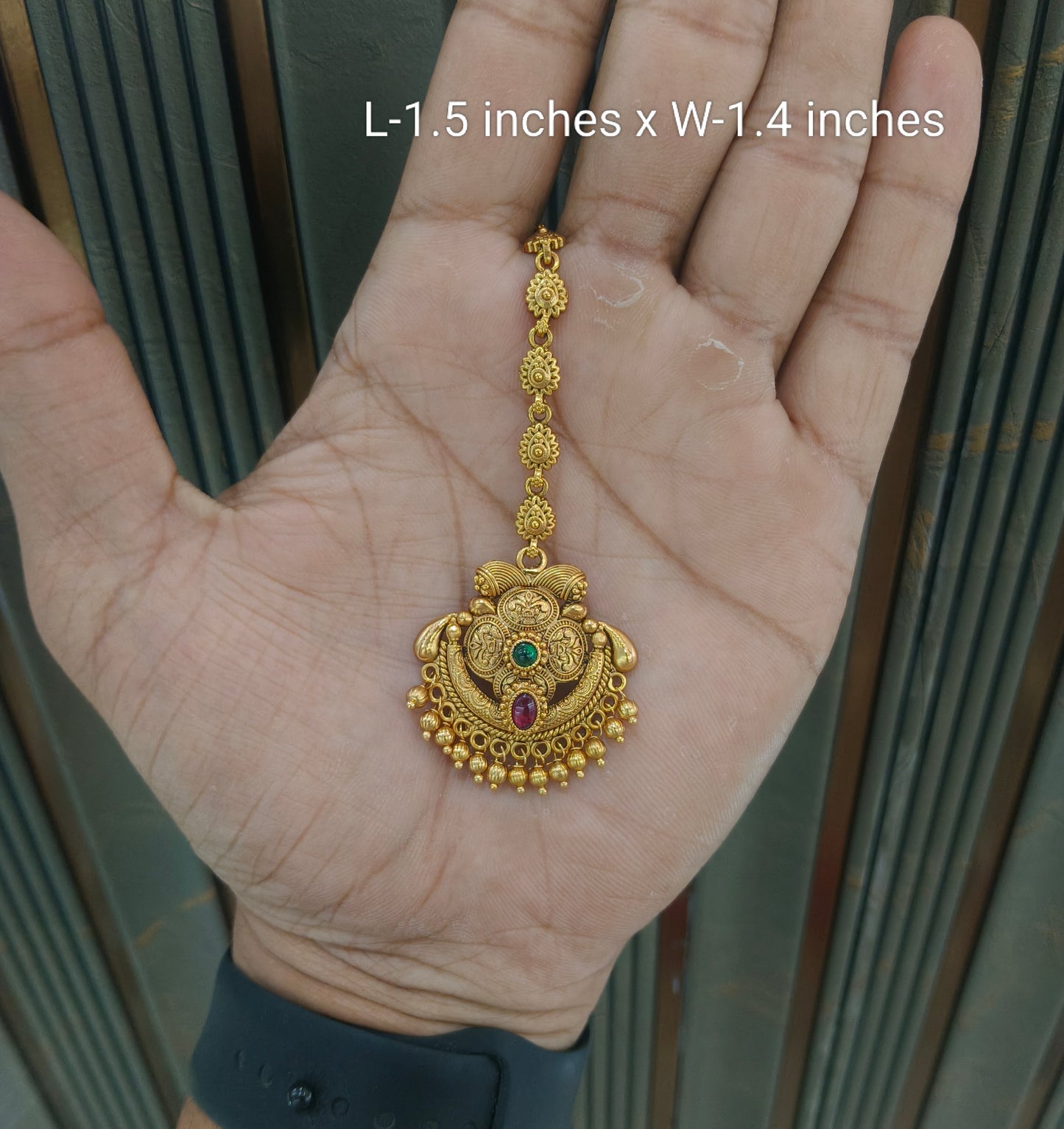 Gold polki Antique Gold Tikka Jewellery Headpiece Set