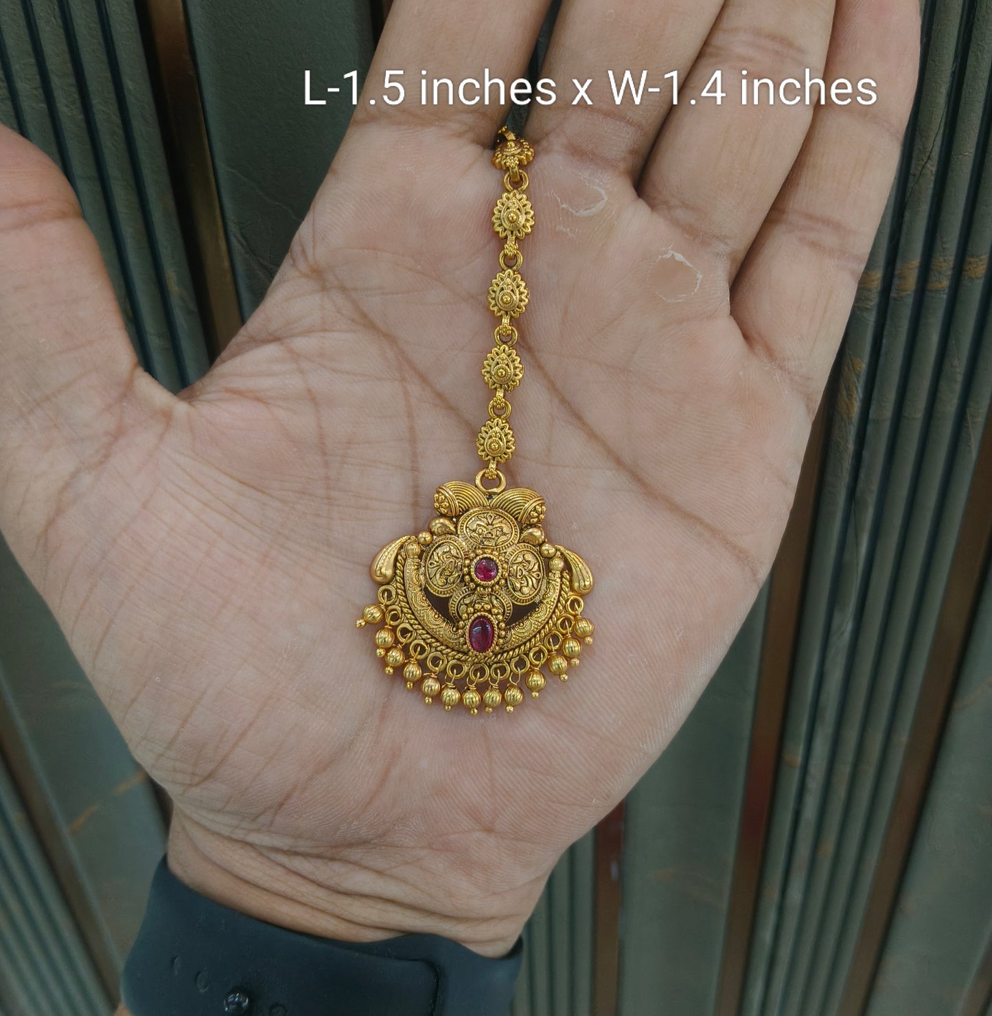 Gold polki Antique Gold Tikka Jewellery Headpiece Set