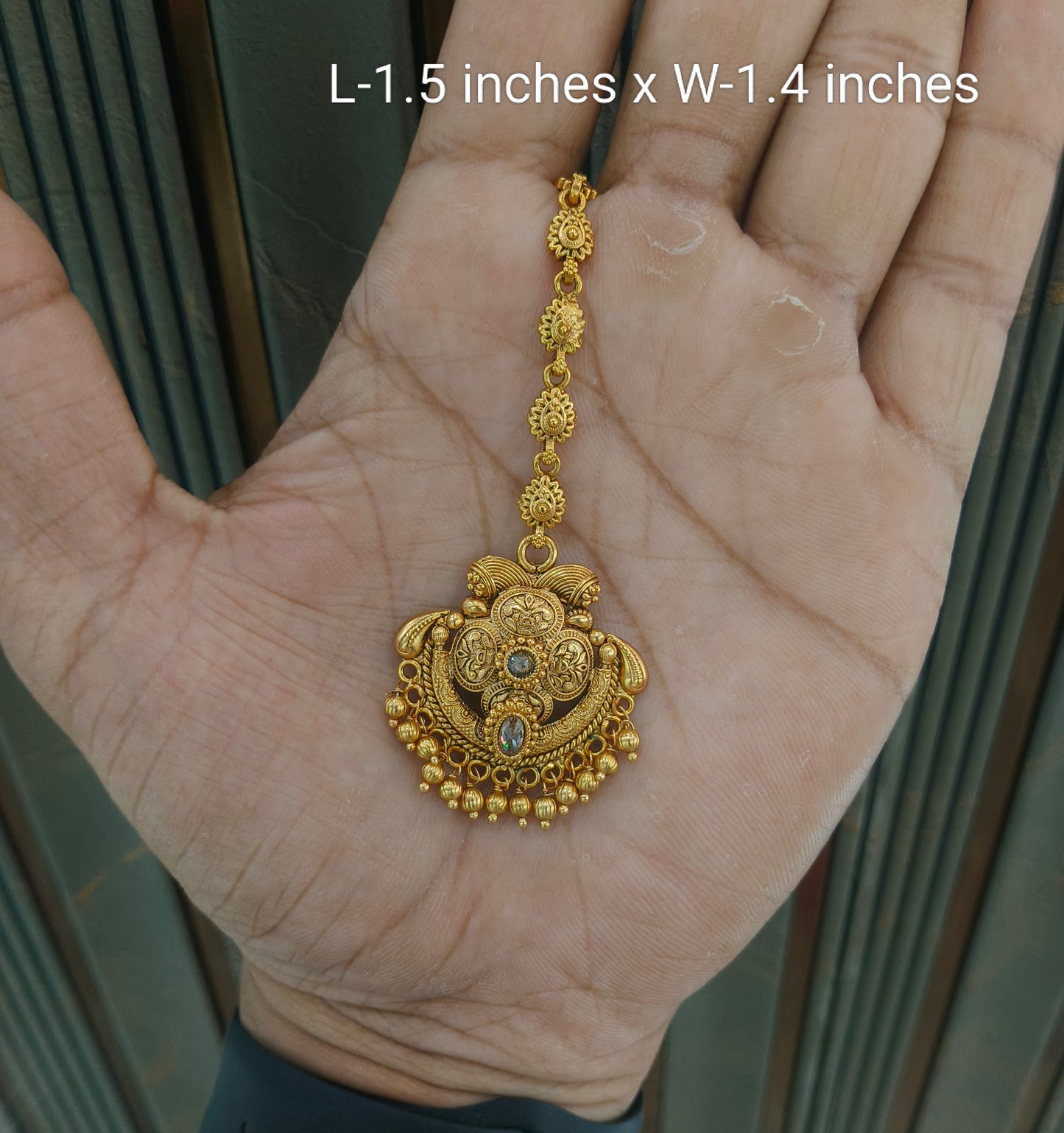 Gold polki Antique Gold Tikka Jewellery Headpiece Set