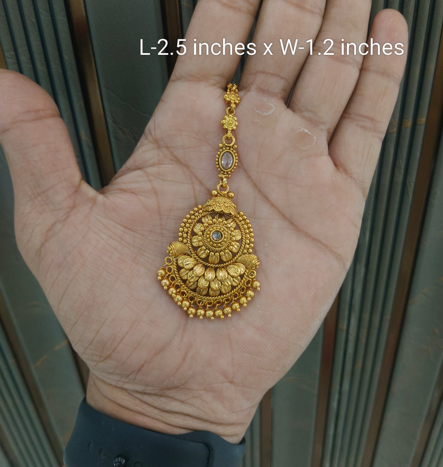 Gold polki Antique Gold Tikka Jewellery Headpiece Set