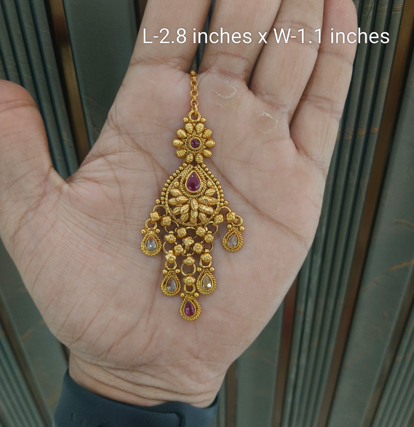 Gold polki Antique Gold Tikka Jewellery Headpiece Set