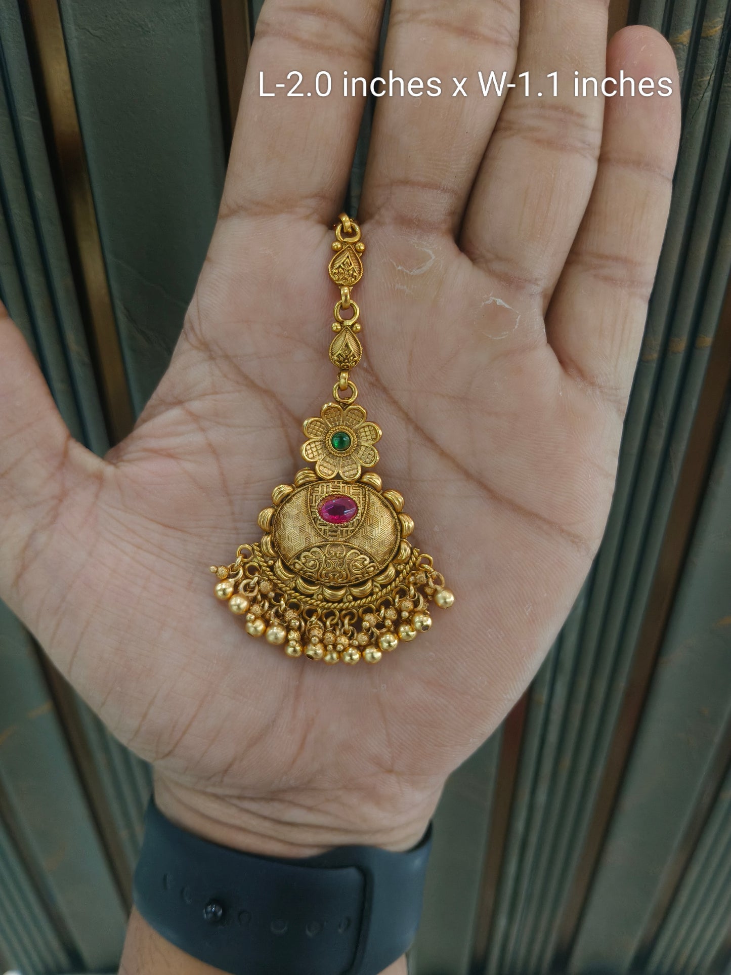 Gold polki Antique Gold Tikka Jewellery Headpiece Set