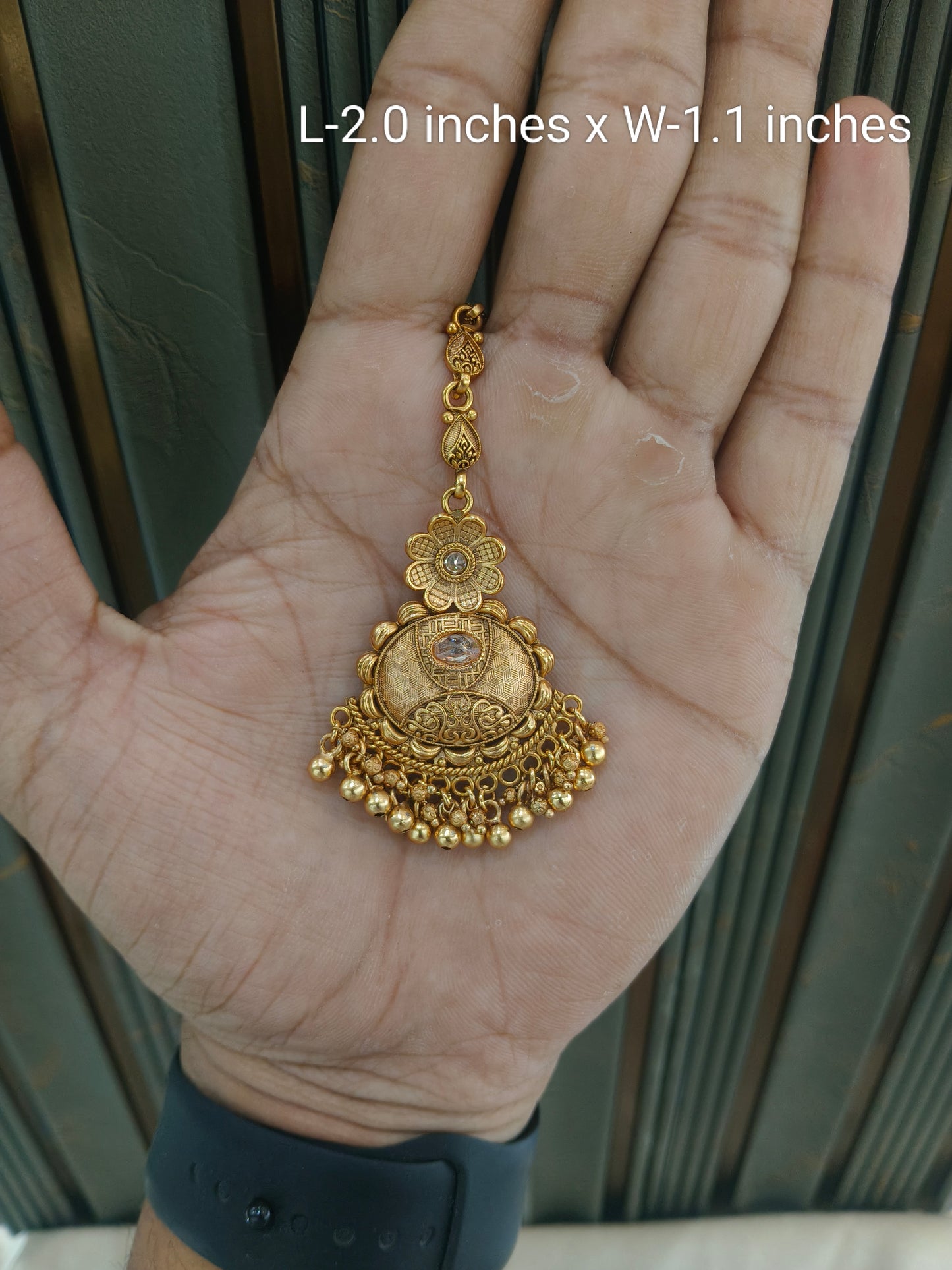 Gold polki Antique Gold Tikka Jewellery Headpiece Set