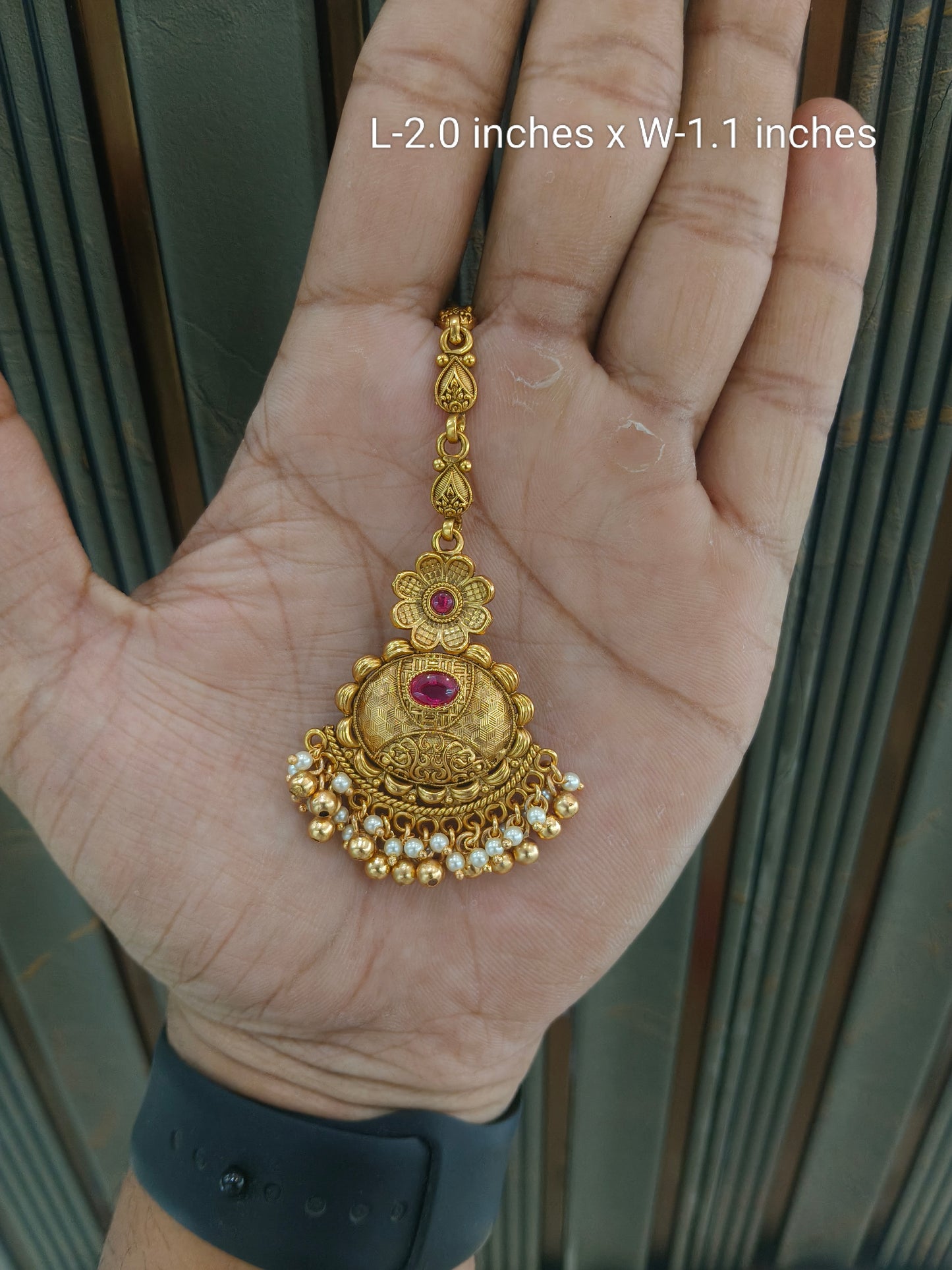 Gold polki Antique Gold Tikka Jewellery Headpiece Set