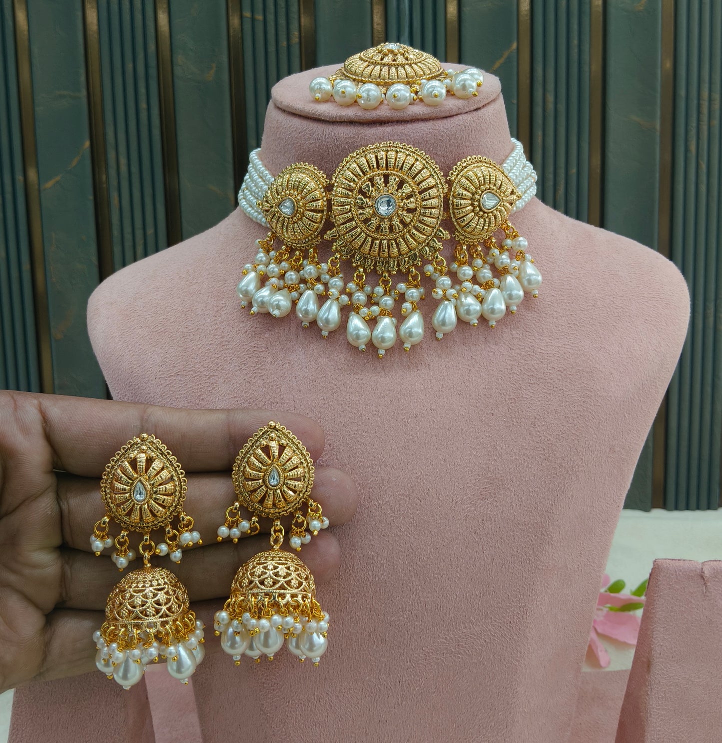 Gold Polki Necklace Jewellery Sonia Set