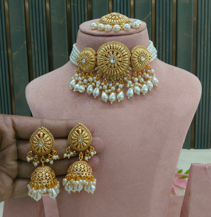Gold Polki Necklace Jewellery Sonia Set