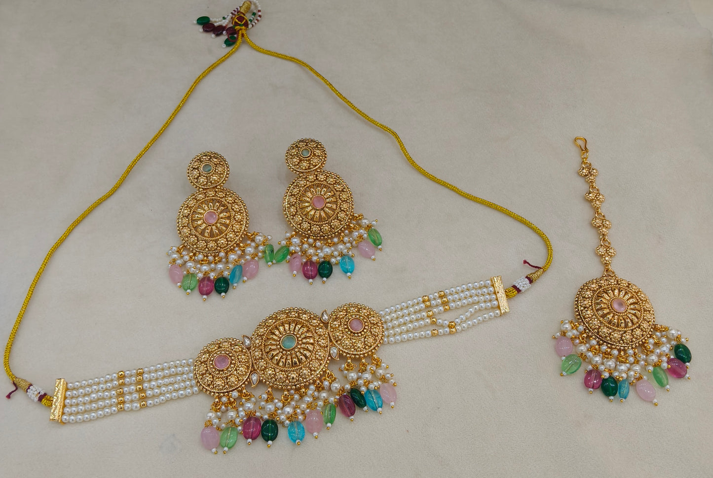 Gold Polki Necklace Jewellery Sonia Set