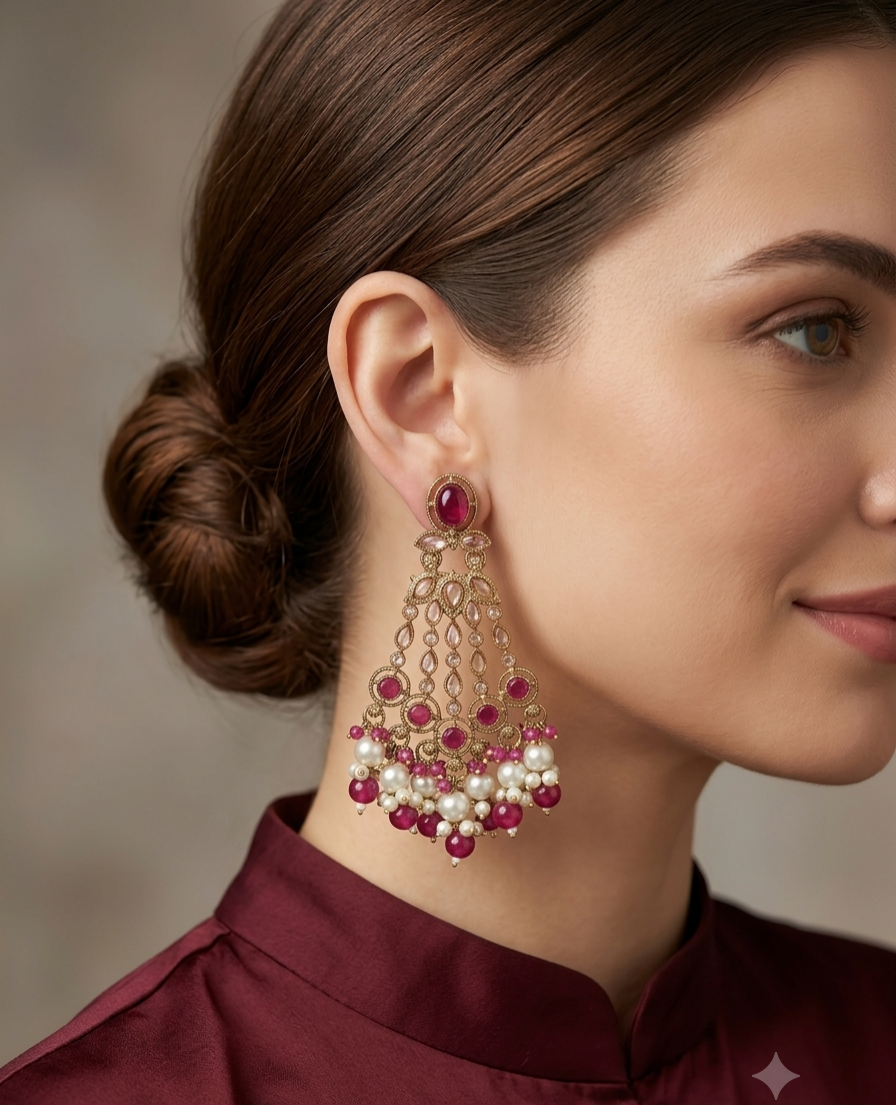 Antique Gold Bollywood Teji  Earrings
