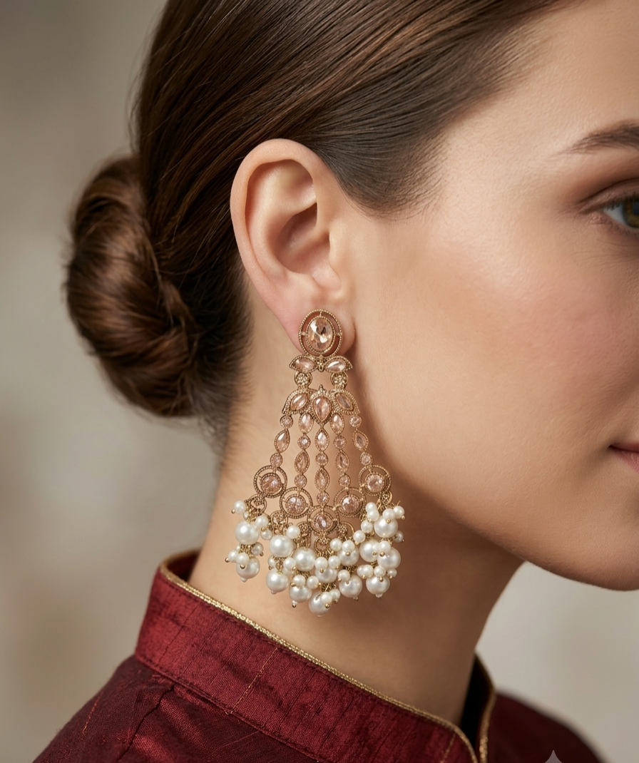 Antique Gold Bollywood Teji  Earrings