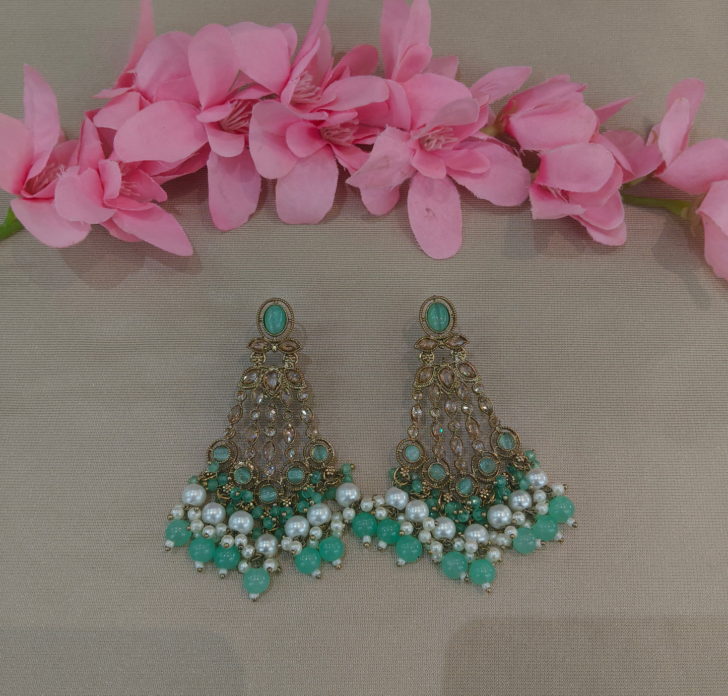 Antique Gold Bollywood Teji  Earrings