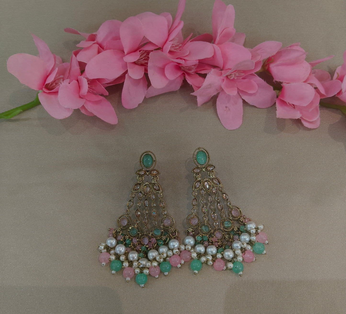 Antique Gold Bollywood Teji  Earrings