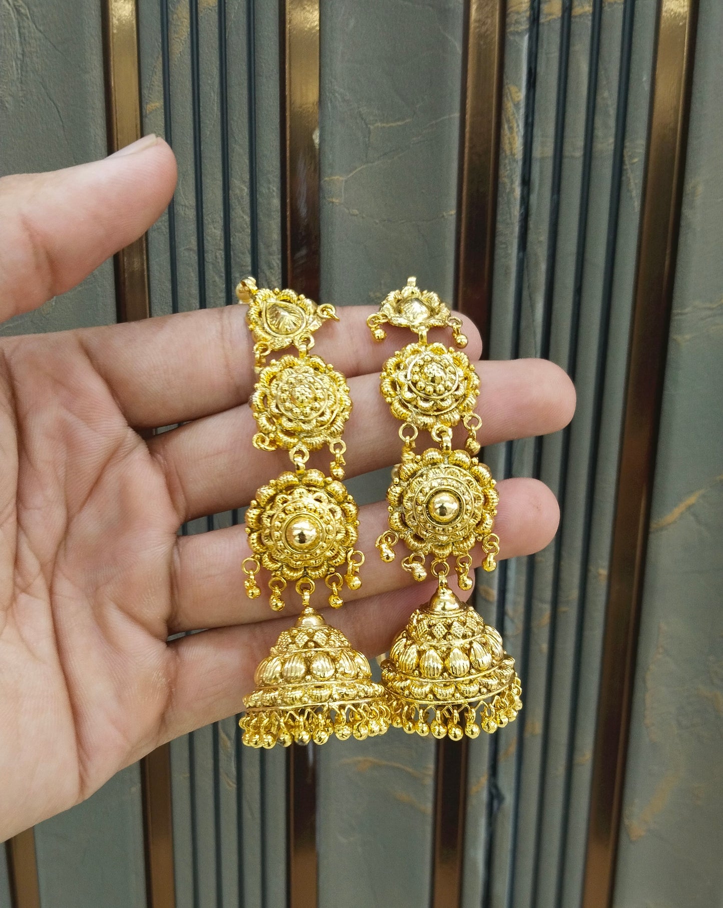 Gold Polki Punjabi Style Dilveer Earrings