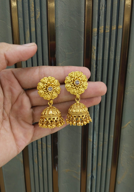Gold Polki Jhumi Bollywood Dilnoor Earrings