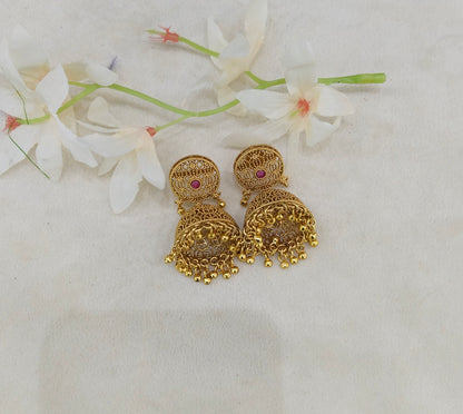 Gold Ruby Polki Jhumi Bollywood Dilnoor Earrings