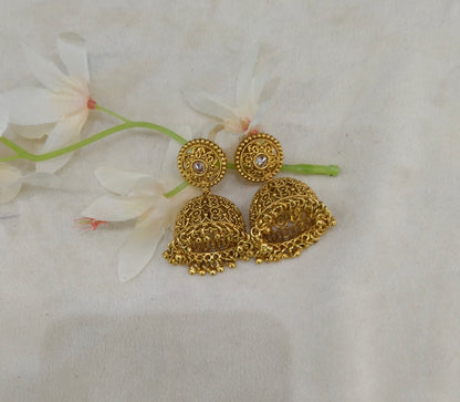 Gold Polki Jhumi Bollywood Dilnoor Earrings