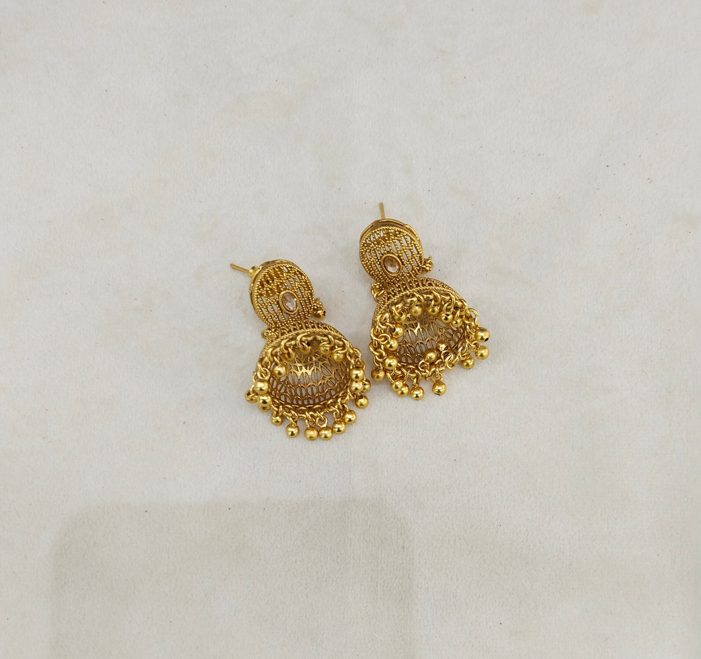 Gold Polki Jhumi Bollywood Dilnoor Earrings
