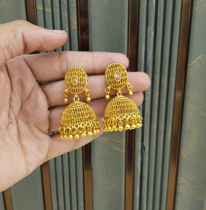 Gold Polki Jhumi Bollywood Dilnoor Earrings